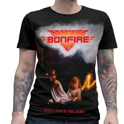 BONFIRE Don't Touch The Light MENS BLACK T-SHIRT - SIZE XL - 80s Rock Band RARE