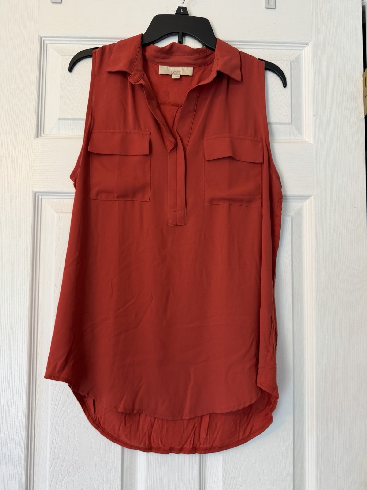New Ann Taylor Loft Sleveless Blouse With Pockets Size L