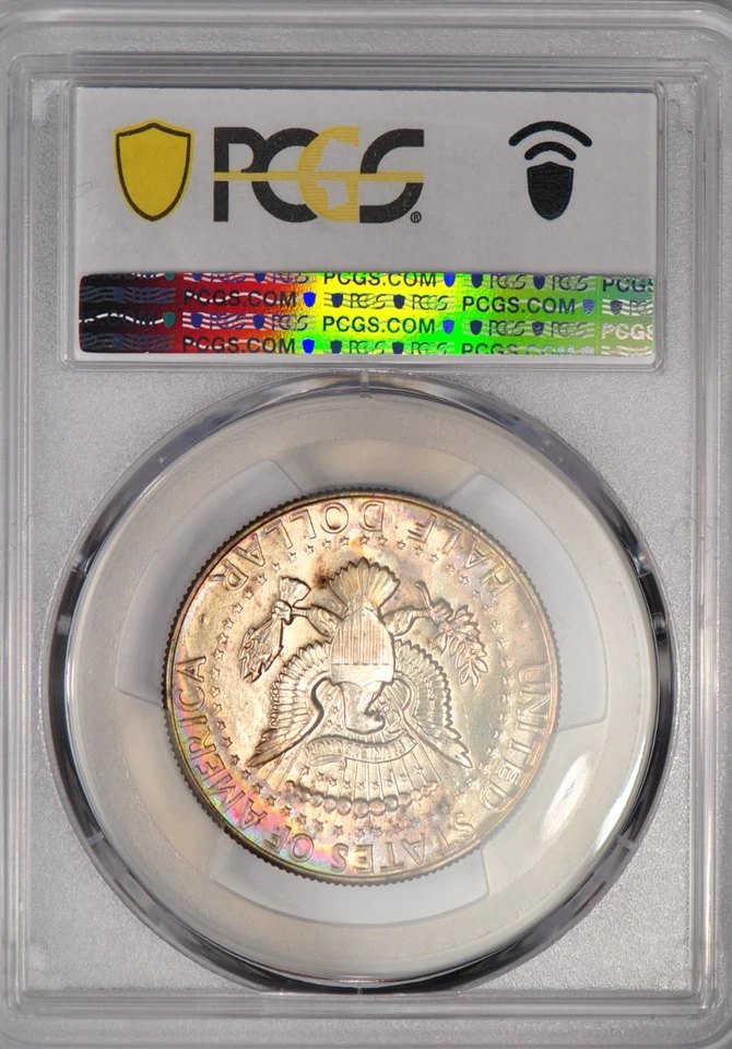 Medio dólar Kennedy 1966 SMS tono graduación profesional SP65 MS 65 MONSTER TONIFICACIÓN ver video 50C Foto 3 de 4