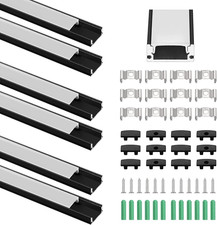 6×1M LED Aluminium Channel Profile 3.3ft Extrusion Diffuser Strip Lights Cover