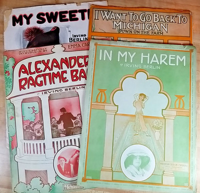 1910's Antique Sheet Music Lot Irving Berlin Ragtime Band Harem Sweetie Michigan