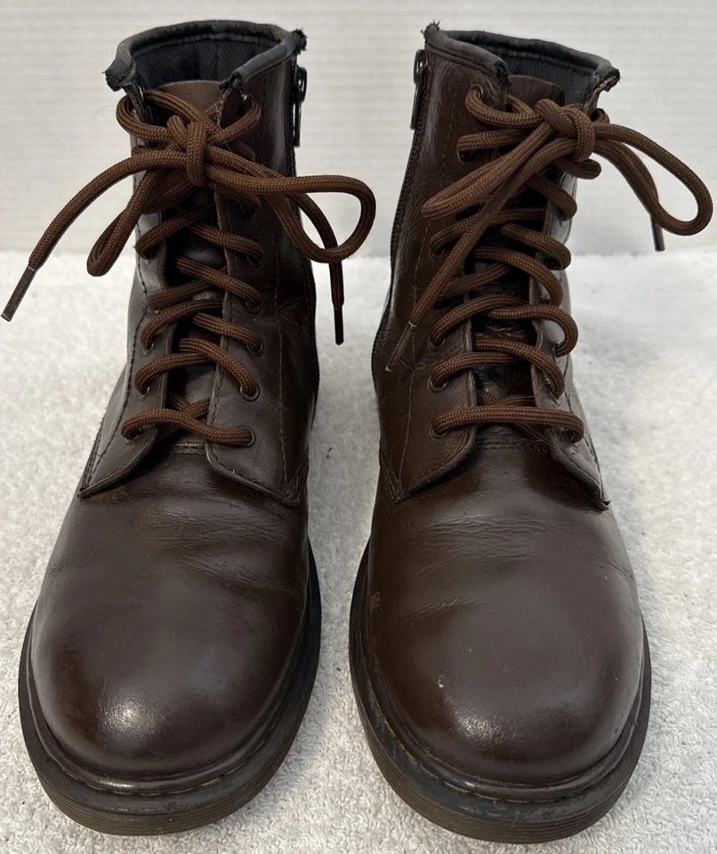 Dr. Martens Womens Brown Leather Combat Boots Zip/Lace Up Size 7 - Image 2 of 4