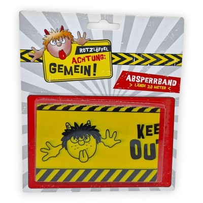 Rotzlöffel Absperrband Keep Out Danger Achtung Gemein 3m Scherzartikel Spaß Band