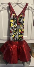 Weissman LC Child Large Dance Costume Red Yellow White Black Sparkling