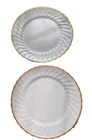 Anchor Hocking Vintage Swirl Oven Proof Plate 2346 With Gold Trim 10.5" Set of 2