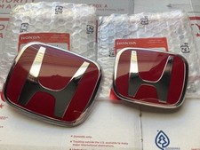 2pcs Frontrear Red Badge Emblem Fit For 2006-2015 Honda Civic Lx Ex Sedan Coupe