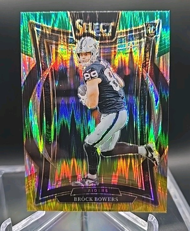 2024 Select Football Brock Bowers RC Concourse Green/ Yellow Shock Prizm -Raider