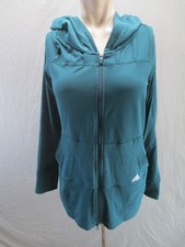 Adidas Size S Womens Green Hooded Pockets Long Sleeve Activewear Zip Jacket 092