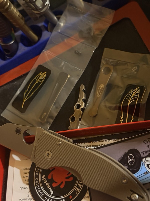 Spyderco MicroJimbo CPM 15V Modded Out: Brass Backspacer: Glass breaker: LynchNW
