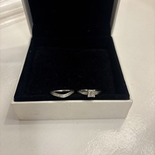 Platinum And Natural Diamond wishbone wedding band and engagement ring