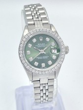 Rolex Datejust 26 mm 6917 verde oliva quadrante diamantato lunetta diamantata scatola giubileo