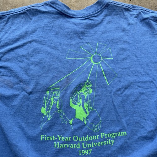 Rare Vintage 90’s Harvard University Outdoor Program T shirt Large Blue