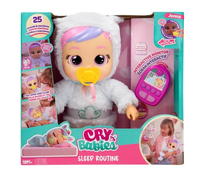 Cry Babies Jenna's Sleep Routine 12.6'' Baby Doll w/ Interactive Baby Monitor New
