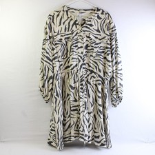 NWT Nine West Cream and Gray Zebra Print Dress Women's Large FLAWED