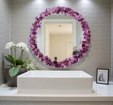 18" Amethyst Crystal Mirror , Amethyst Custom Mirror , Purple Cheval Mirror