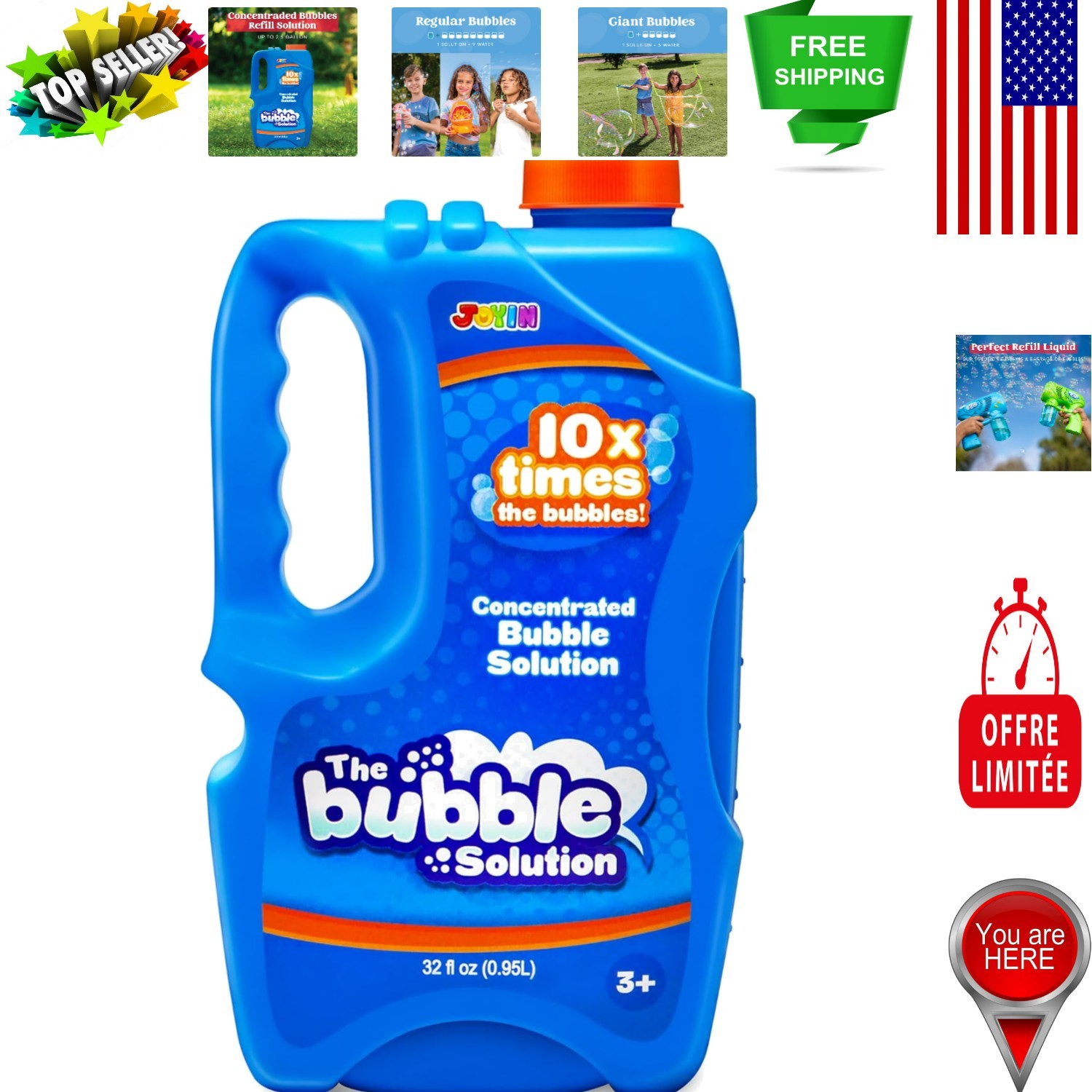 Concentrated Bubble Solution for Kids - Safe 32 OZ Refill for 2.5 Gallons