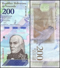 VENEZUELA 200 Bolivares 2018 s/n N13012885 Uncirculated