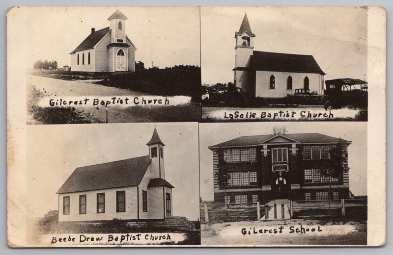 Gilcrest Colorado RPPC 4 Churches Old Photo Postcard 18bz