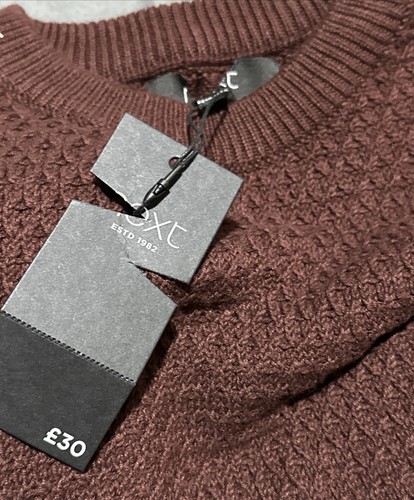 Mens Maroon Burgundy Red Crochet Cable Knit Jumper Size Small BNWT RRP £30 - Picture 4 of 4
