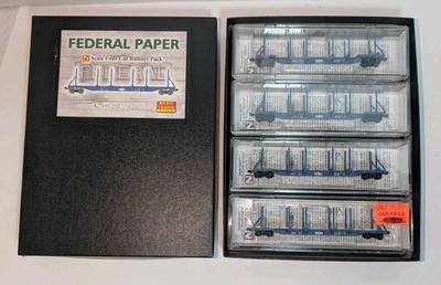 N Scale Micro-trains Federal Paper Board 65' Log Car 4 Car Runner Pack NEW Rare