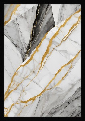 Weiches Marmor Muster Gold Adern gerahmt Wandbild Poster Leinwanddruck Bild