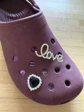 Love  Jewel Rhinestone Shoe Charms Crocs Compatible Luxury 2 Piece Set