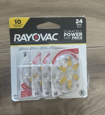Rayovac Size 10 Hearing Aid Batteries   24 Pack Zinc Air Exp:4/24