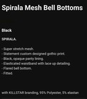 Killstar Spirala Mesh Bell Bottoms Pants 4XL Black Women New Goth Alternative — photo 4
