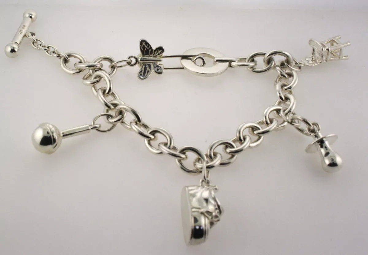 Silver charm sale bracelet ebay