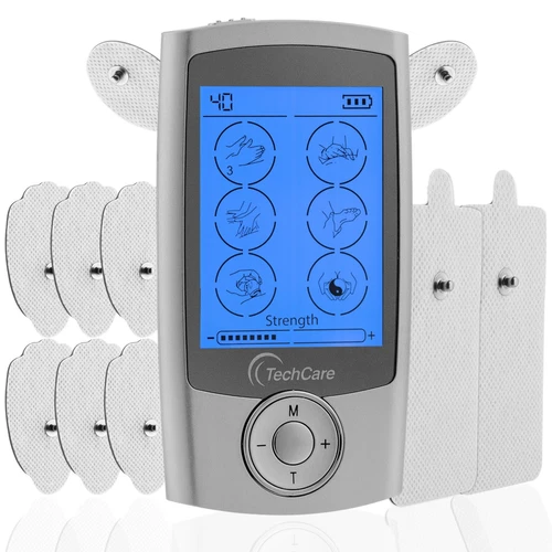 TENS/EMS Dual-Channel Muscle Stimulator &ndash; 24 Modes, Rechargeable + 10 Pads