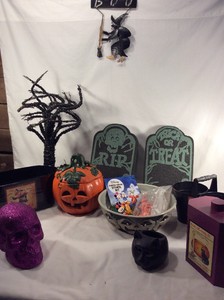 image is loading large lot of halloween decorations witch tombstones skull