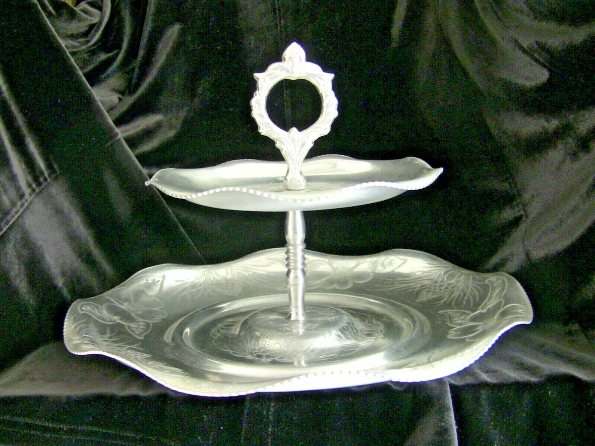 Vintage Tray Platter Hand Wrought Aluminum Tiered Server Wilson