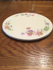 Vintage 30s or 40s Homer Laughlin 10 3/4 inch Cake Plate in Columbine Flowers 