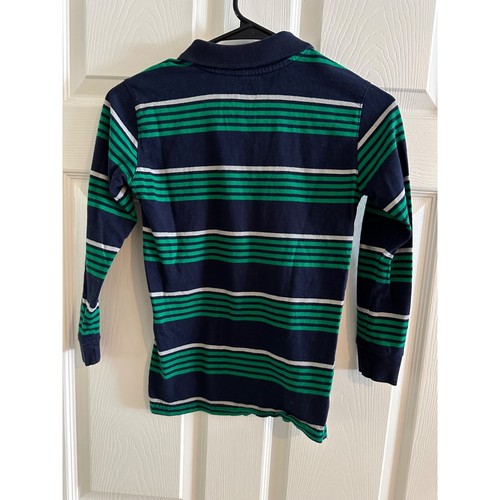 Blue Gray and Green Striped Long Sleeve Polo Size Youth Medium (8) - Picture 2 of 2