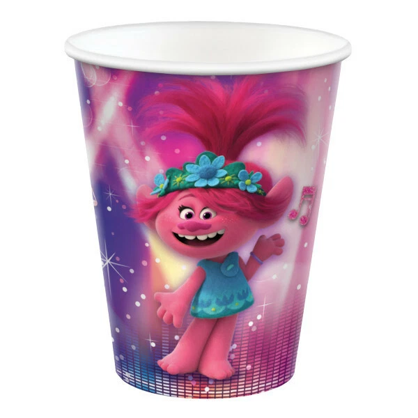 Kit de talheres Trolls World Tour para 8 convidados ~ Pratos de xícara tampa de mesa e guardanapos - Imagem 3 de 4