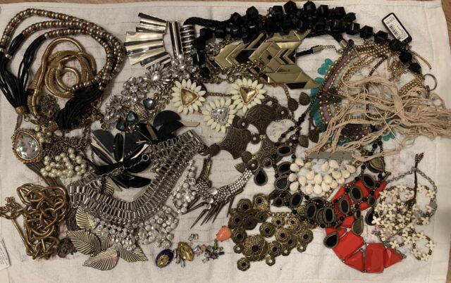 Bulk broken damaged jewellery for craft upcycling bling metal chunky chains etc