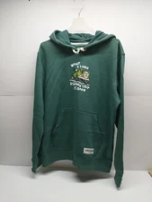 Life Is Good Men's Happy Hour Forest Green Dog Camping Hoodie Boho Y2K Sz S