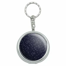 Stars and Zodiac Constellations Pattern Portable Travel Ashtray Keychain