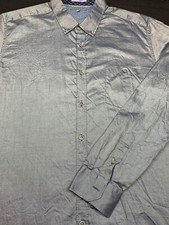 Ted Baker Mens London Button Front Long Sleeve Gray Cotton Shirt 6
