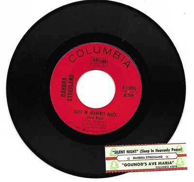 Barbra Streisand, VG Silent Night/Gounod's Ave Maria 45  Columbia