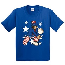 Abraham Lincoln Playing Volleyball Funny 4th of July Blue T-Shirt Youth 