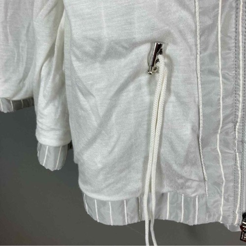 Armani jacket size 6 small sporty windbreaker silver grey white cinch waist - Picture 13 of 13