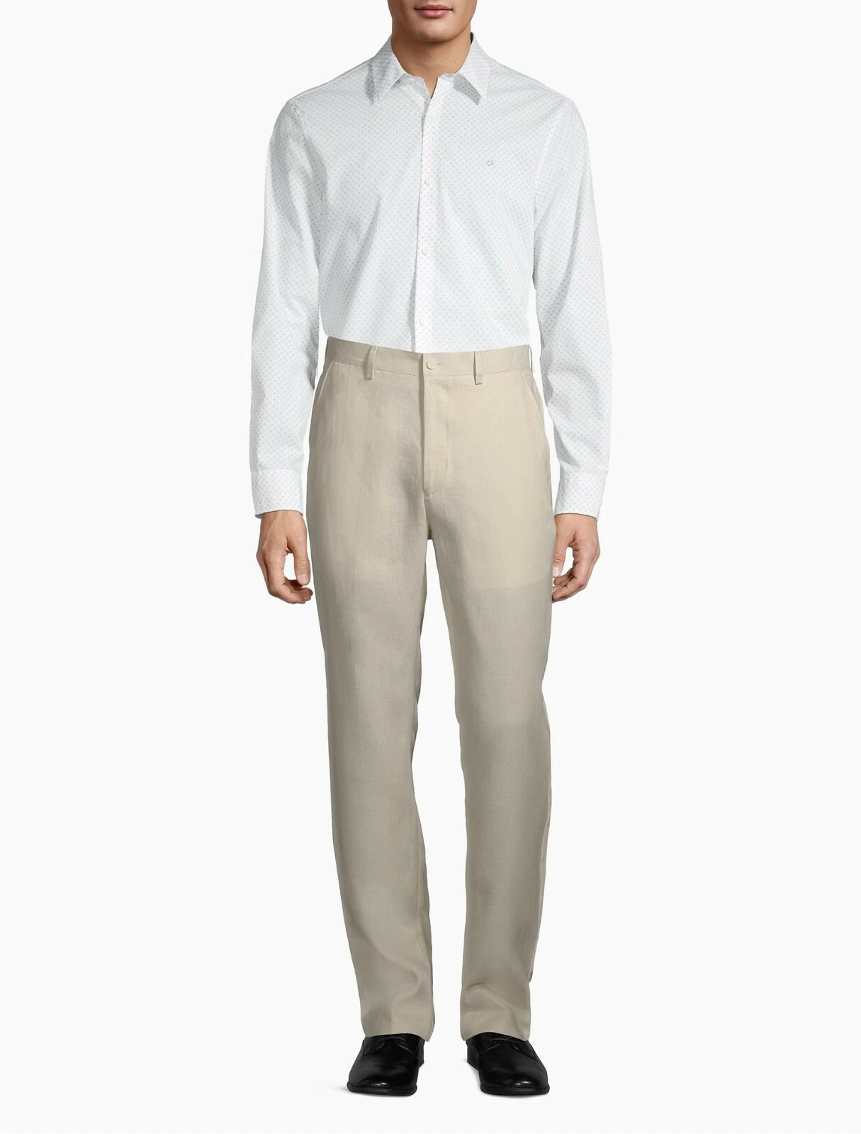 Calvin Klein Men's Classic Slim Fit Solid Linen 4-Pocket Pants, Tan 33Wx32L