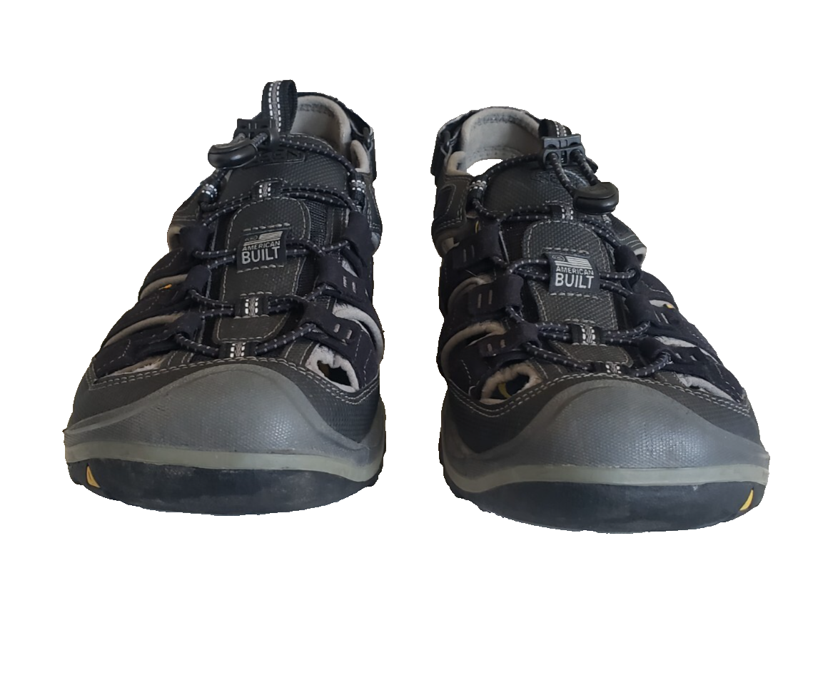 Scarpe sandali KEEN Rialto uomo 11 pelle nera sport escursionismo made in USA lacci elastici