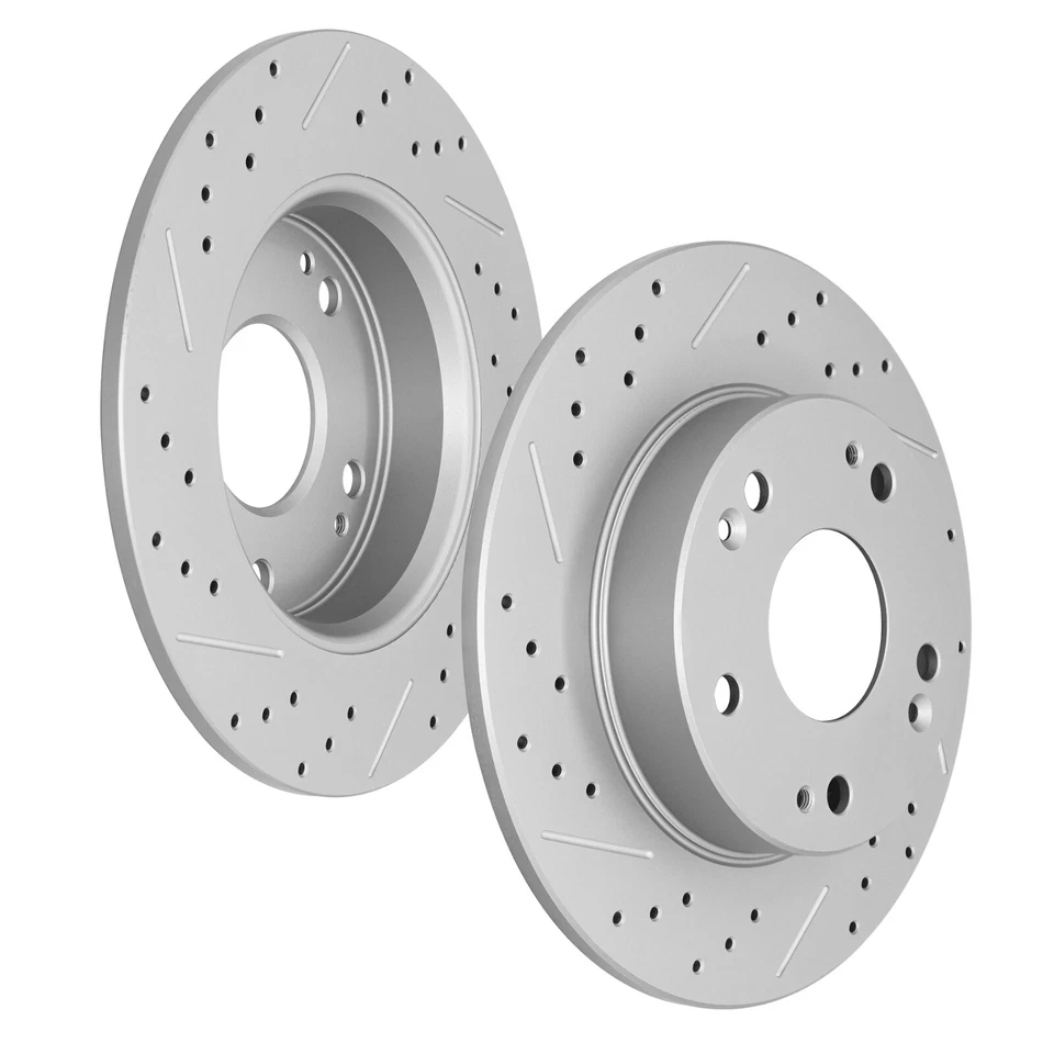 Rotores perforados delanteros y traseros + Kit de pastillas de freno de cerámica para Honda Civic Acura CSX Foto 3 de 4