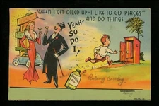 Comic postcard Out House Drinkers Comics alcohol linen 60324