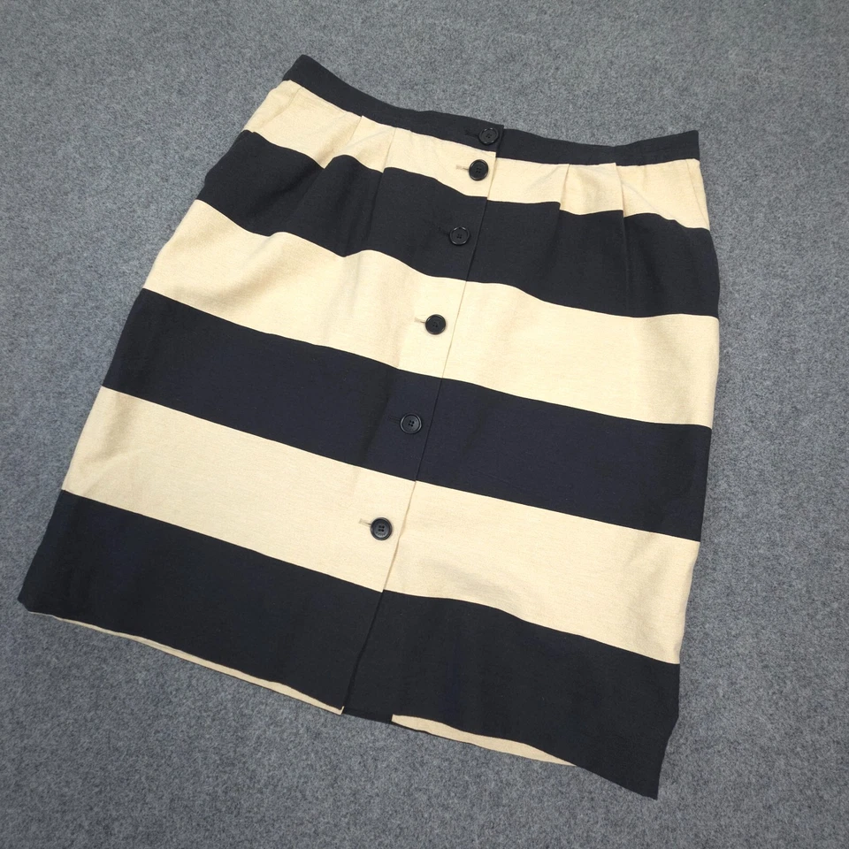 Falda Jaeger Mujer 16 Negra Rayas Mini Botón Ligera Plisada Talla 16 Foto 3 de 4