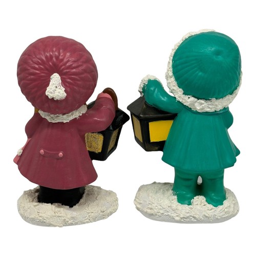 Pair Vintage Ceramic Christmas Carolers with Lanterns 9.5" Tall Boy Girl - Picture 10 of 13