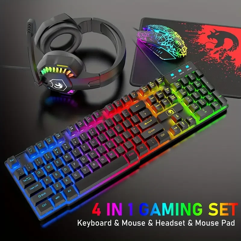 T11 Gaming Keyboard & Mouse & Headset & Mouse Pad Combo Set, Mechanical Feel Key - Image 4 of 4