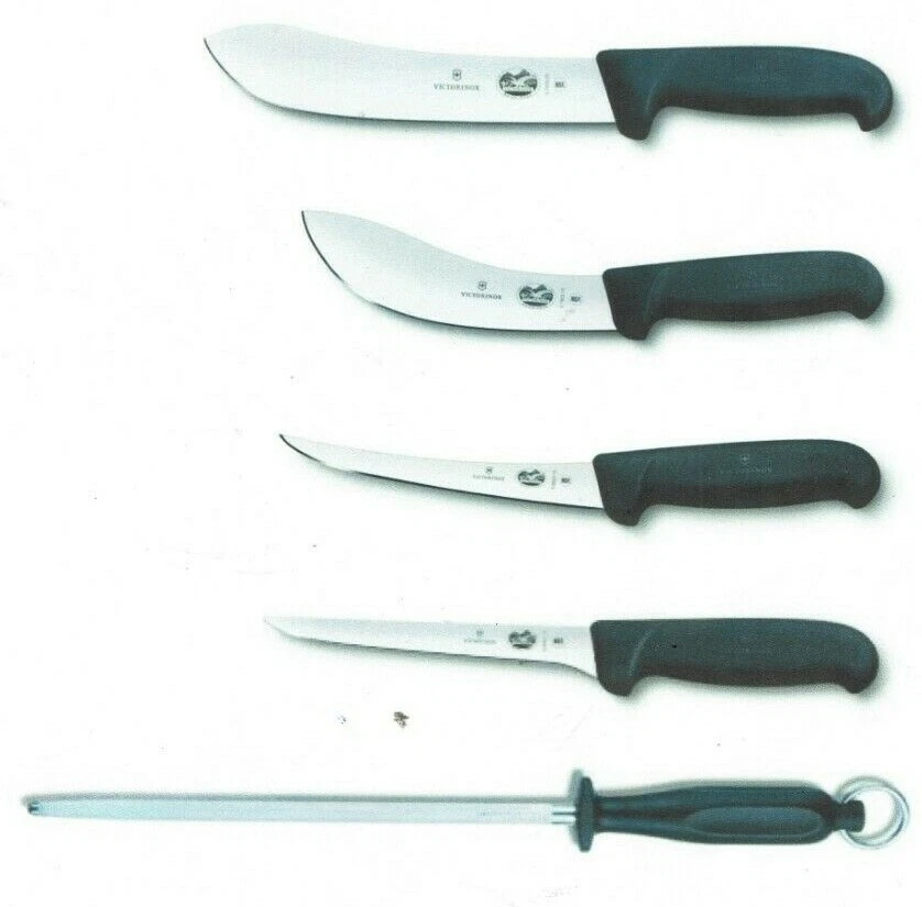 VICTORINOX 5 PIECE BUTCHER SKINNER BONING KNIFE SET SWISS MADE